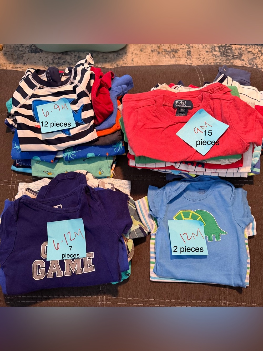 Baby Boy Clothes Lot 6-12 Months | 36 Pieces | Polo, Carter’s, Gerber & More